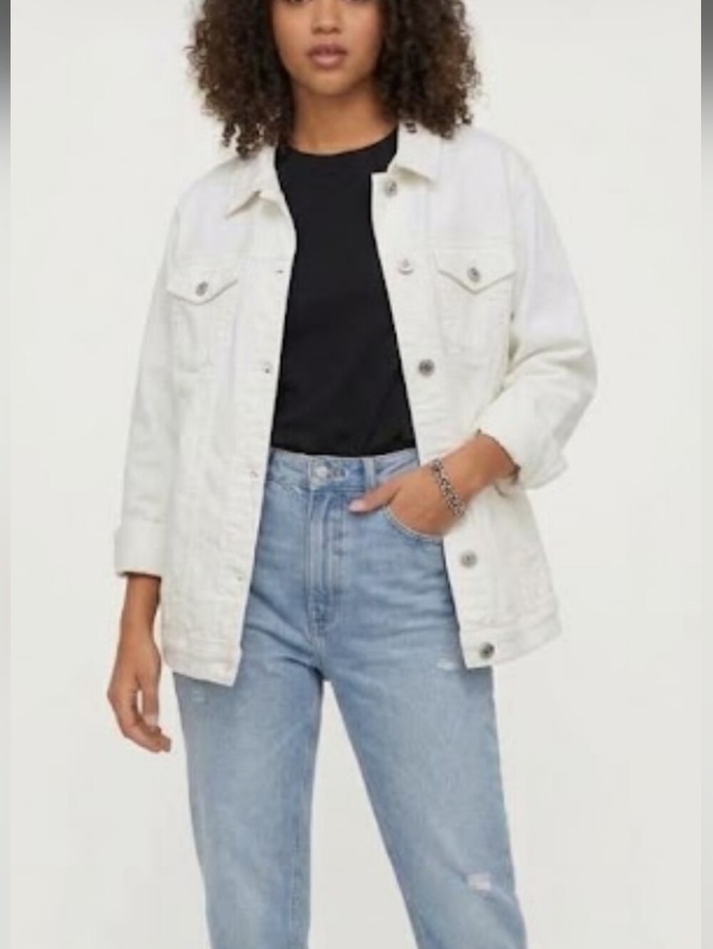 Style & Co. Classic White Denim Jacket - Size L (New With Tags)